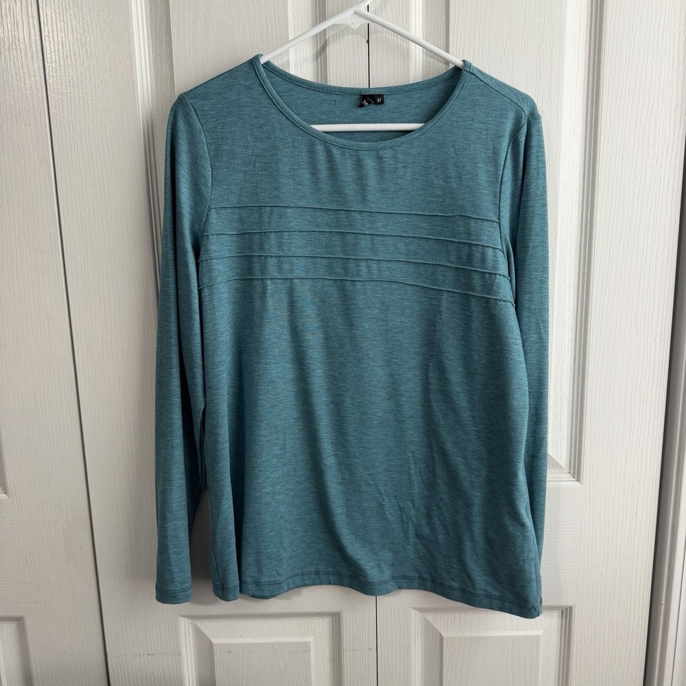 Automet Blue Long Sleeve Shirt Women's Size Medium Office Travel Minimalist